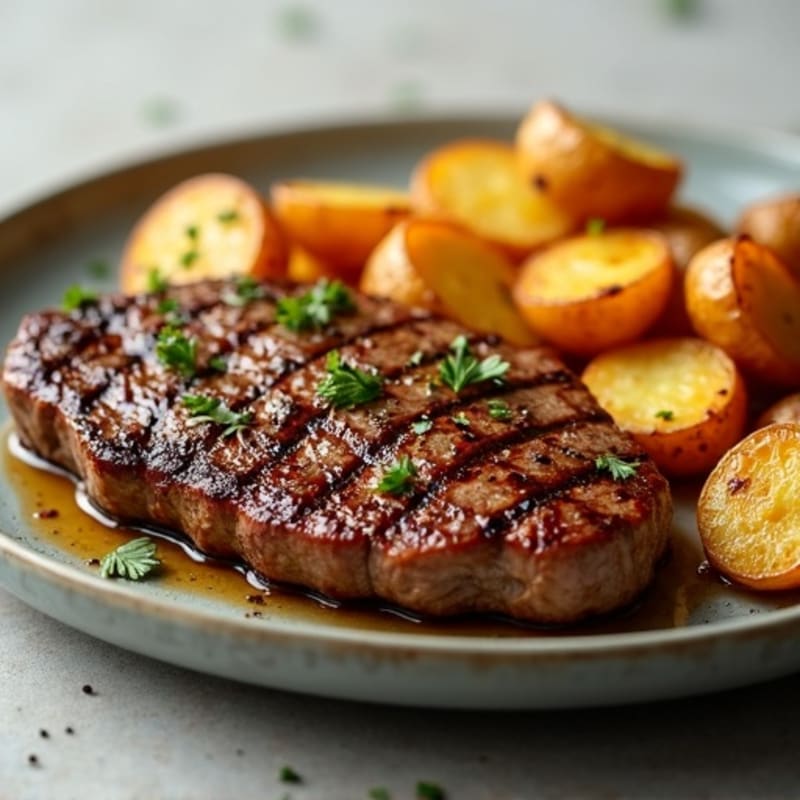Pan-Seared Steak with Crispy Roasted Potatoes