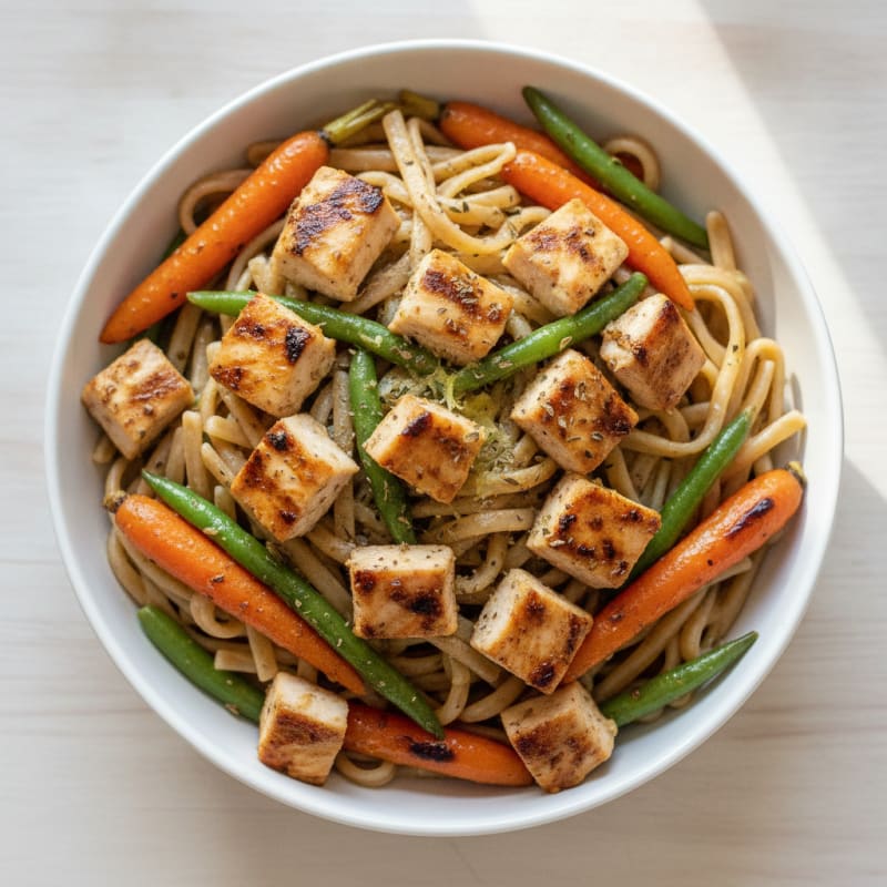 Grilled Chicken and Roasted Vegetable Pasta Bowl