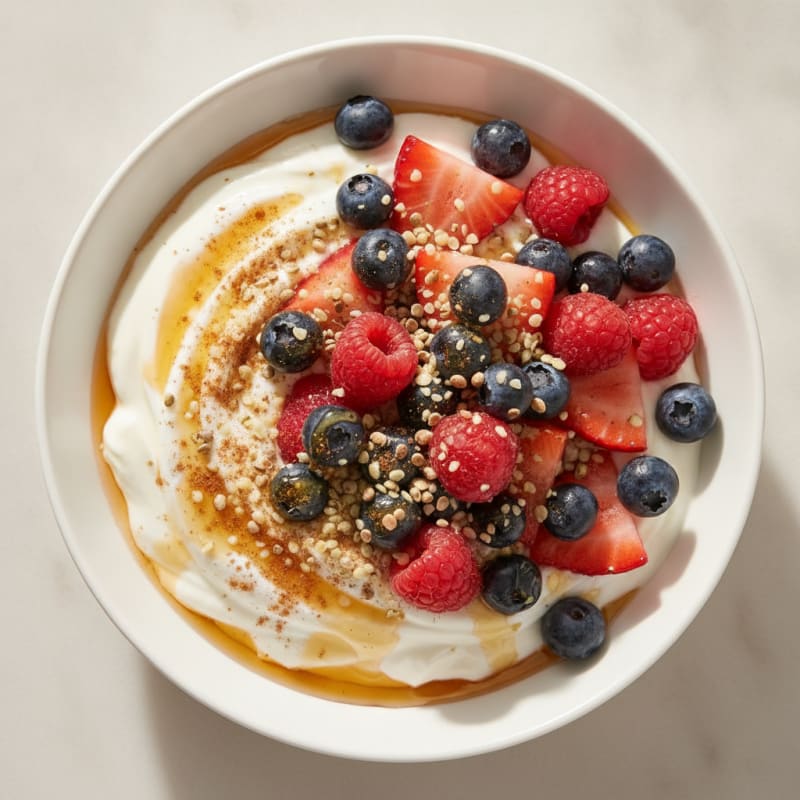 High-Protein Greek Yogurt with Honey and Berries