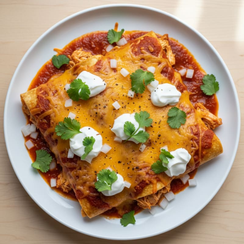 Chicken Enchiladas with Red Chili Sauce