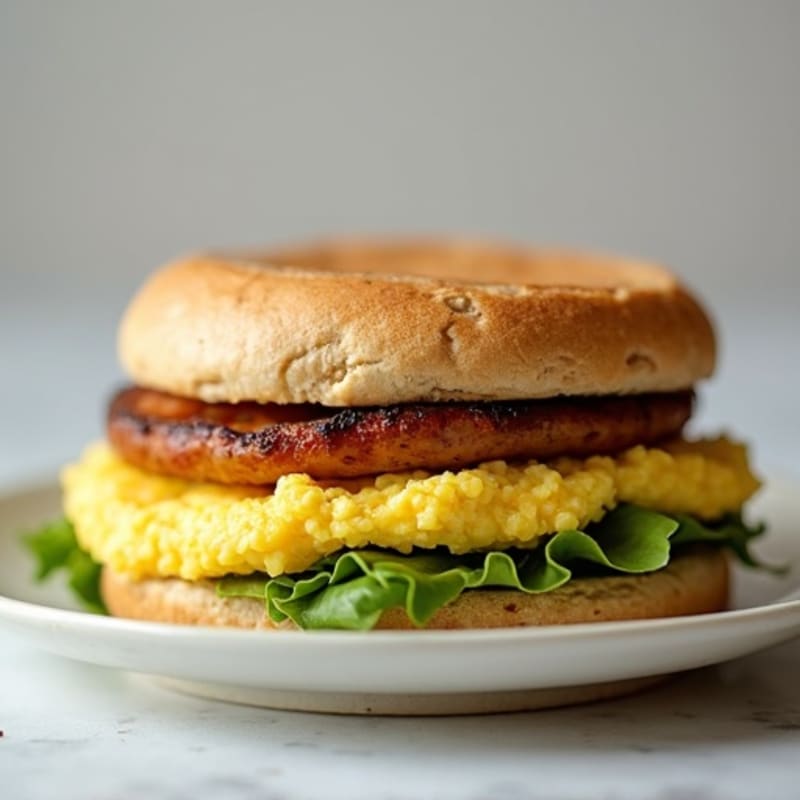 Egg White and Turkey Sausage Breakfast Sandwich with Whole Wheat English Muffin