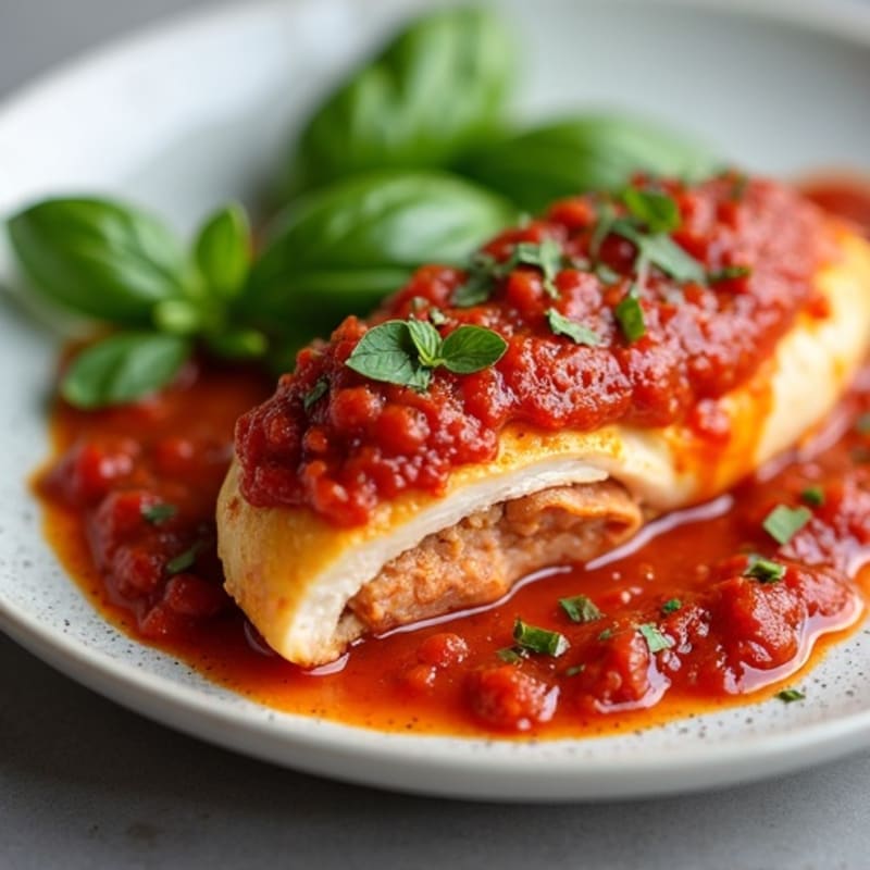 Stuffed Chicken Breast with Lean Turkey Pepperoni and Rich Tomato Sauce