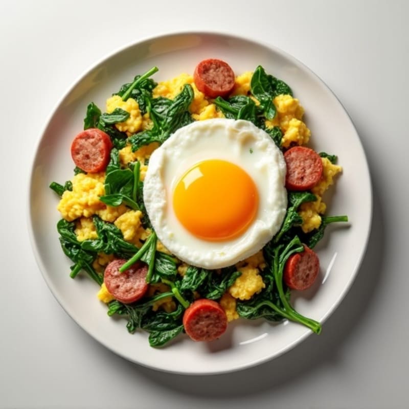 Egg White Scramble with Spinach and Turkey Sausage