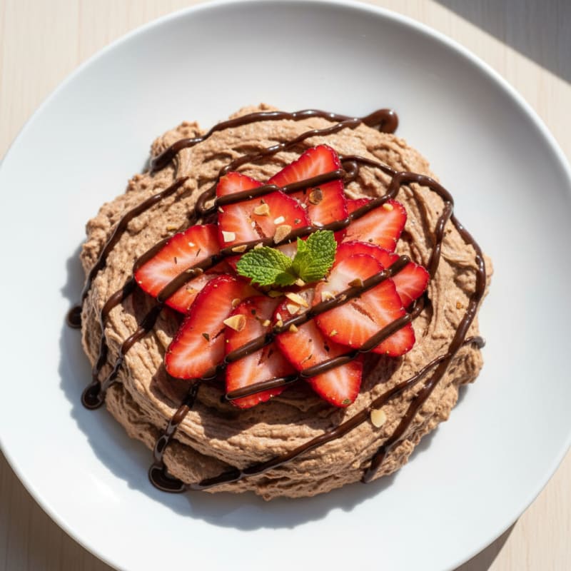 Chocolate Protein Mousse with Sliced Strawberries