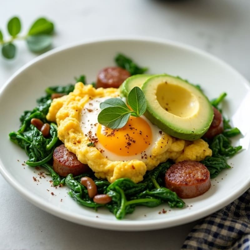 Egg White and Turkey Sausage Scramble with Spinach