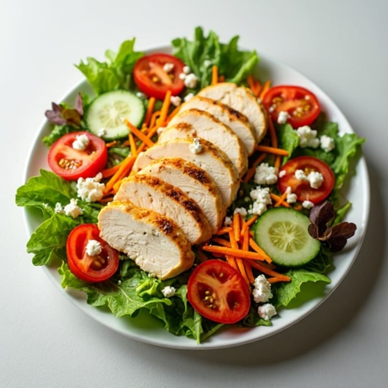 Grilled Chicken Salad with Crunchy Vegetables and Lemon Vinaigrette