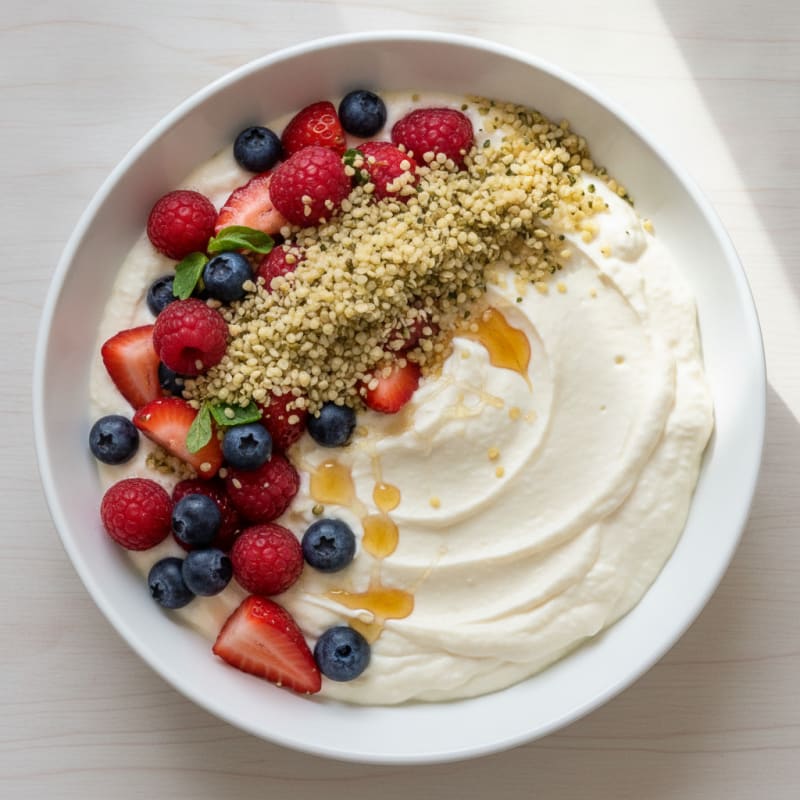 Silky Greek Yogurt Protein Pudding with Berries