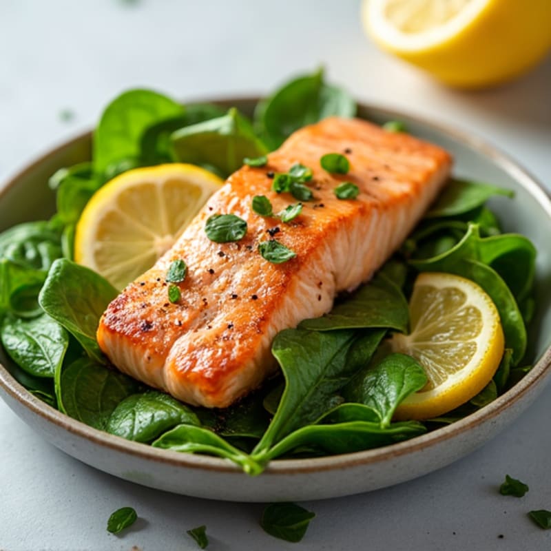 Salmon and Spinach Power Salad with Lemon Vinaigrette