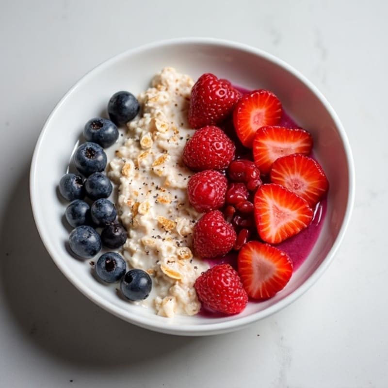 Creamy Protein Overnight Oats with Fresh Berries and Chia Seeds