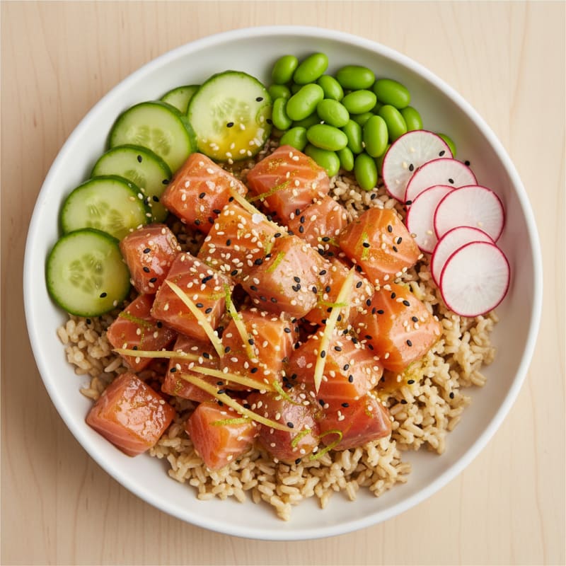 Zesty Salmon Poke Rice Bowl