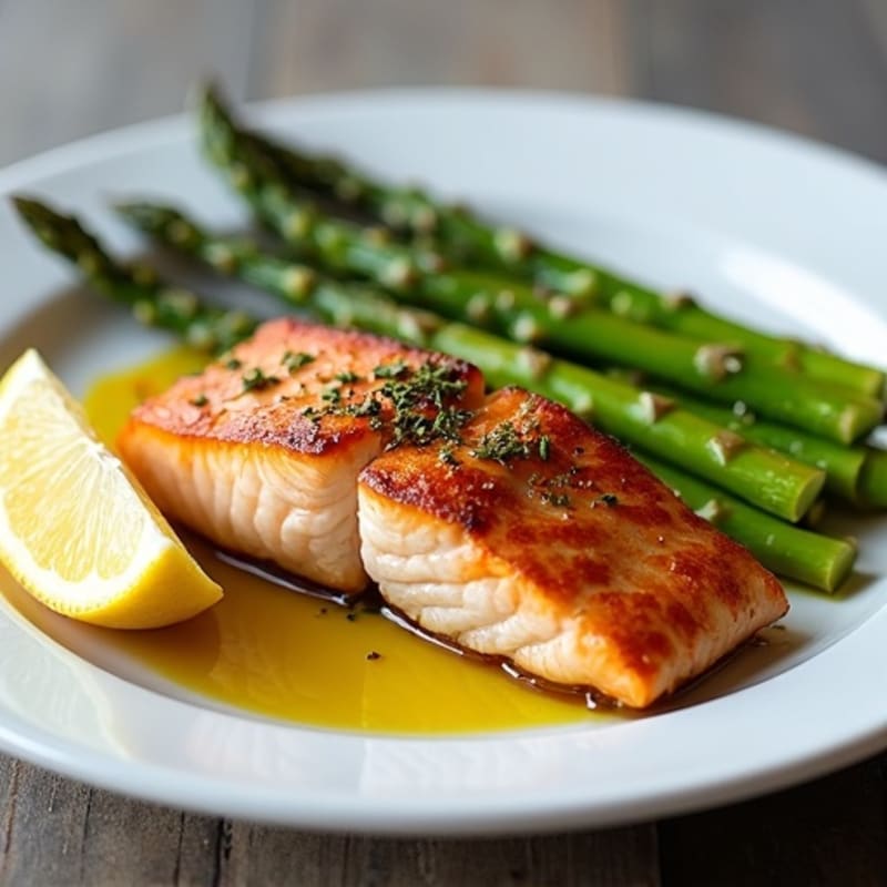 Seared Salmon Filet with Roasted Asparagus