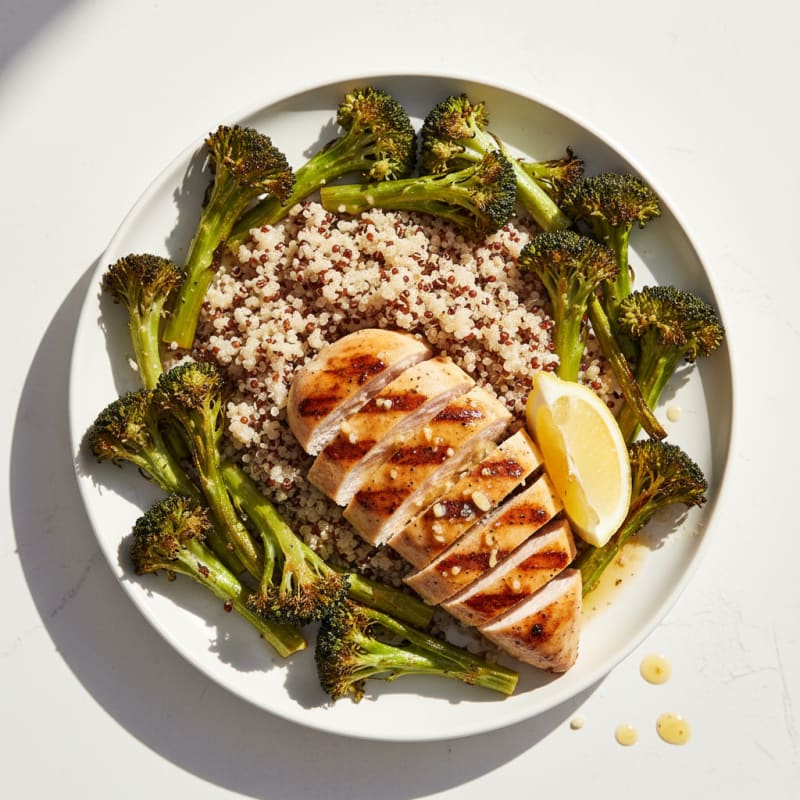Grilled Chicken Breast with Roasted Broccoli and Quinoa