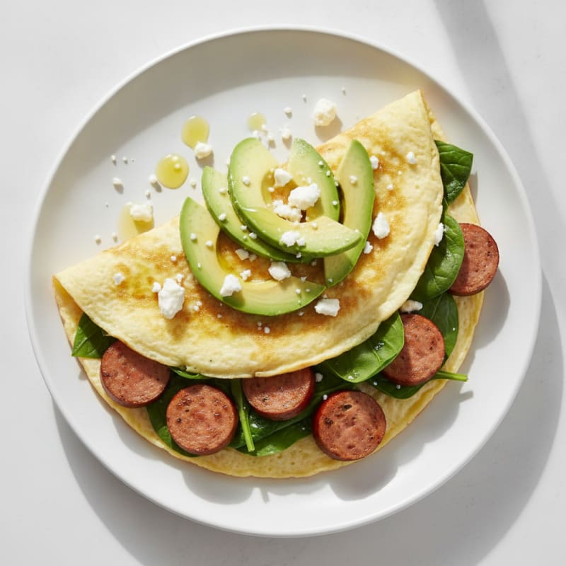 Egg White and Spinach Omelette with Turkey Sausage