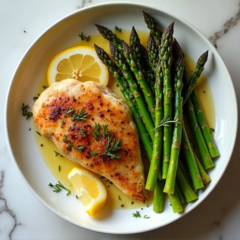 Sheet Pan Lemon Herb Roasted Chicken and Crispy Asparagus