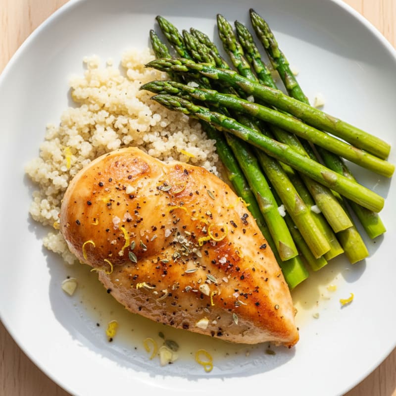 Lemon Herb Roasted Chicken with Asparagus