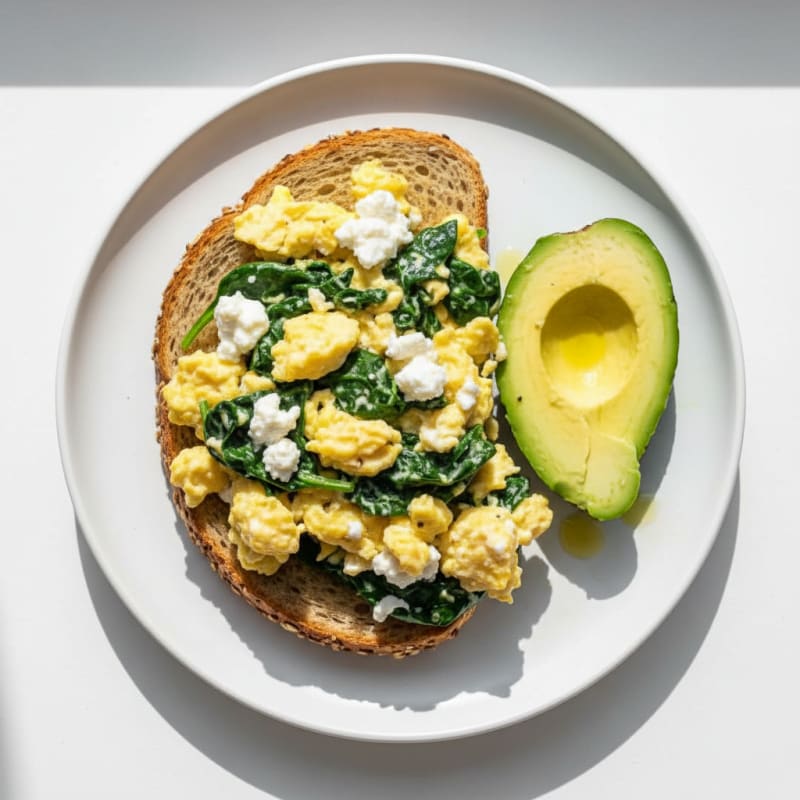 Scrambled Eggs with Cottage Cheese and Spinach