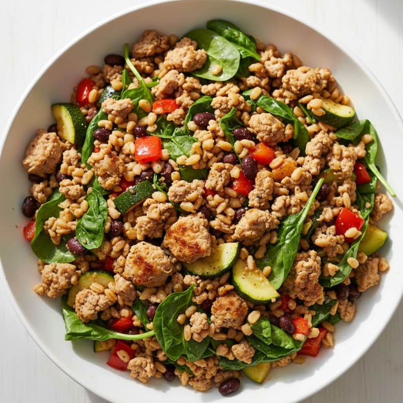 Ground Turkey and Vegetable Farro Bowl