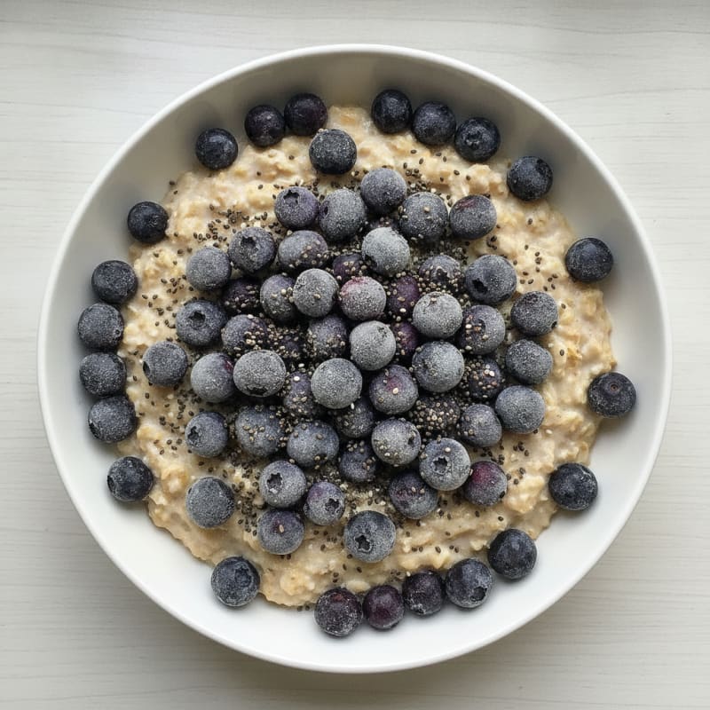 Vanilla Protein Oats with Blueberries and Chia Seeds