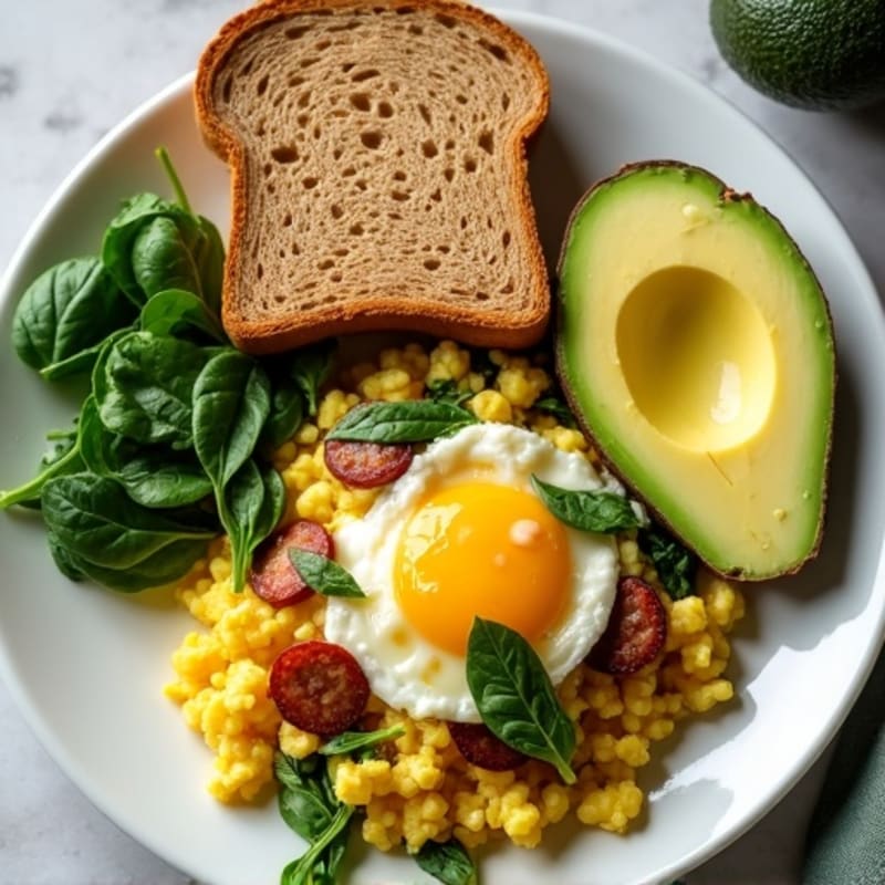 Egg White and Turkey Sausage Scramble with Spinach