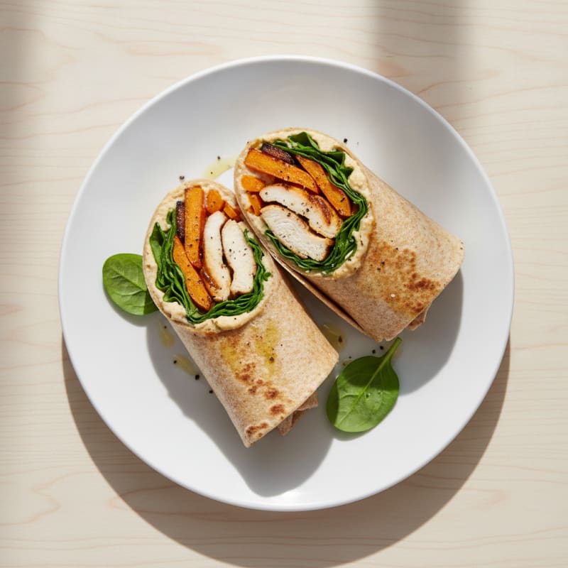 Roasted Carrot and Hummus Wraps