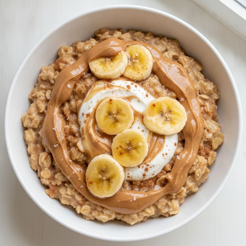Warm Peanut Butter Banana Oatmeal Bowl