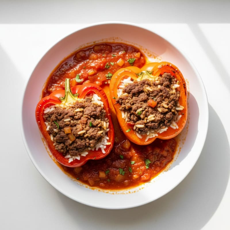Beef and Rice Stuffed Bell Peppers