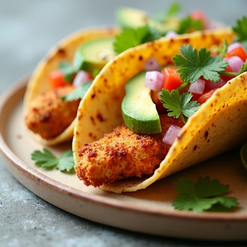 Crispy Chicken Tacos with Fresh Pico and Creamy Avocado