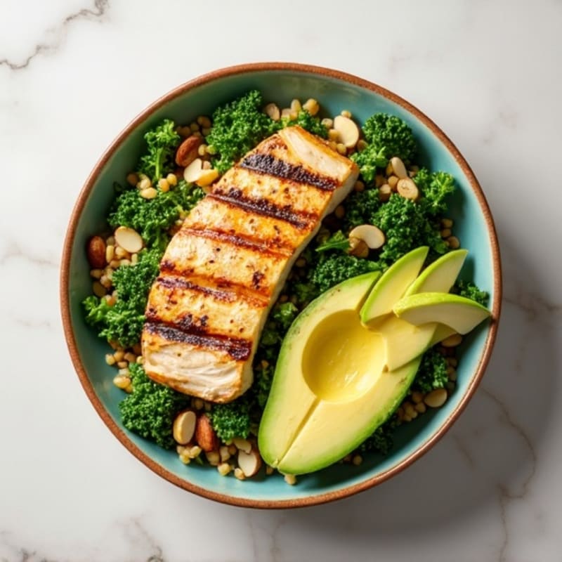 Crunchy Avocado Kale Bowl with Citrus Vinaigrette