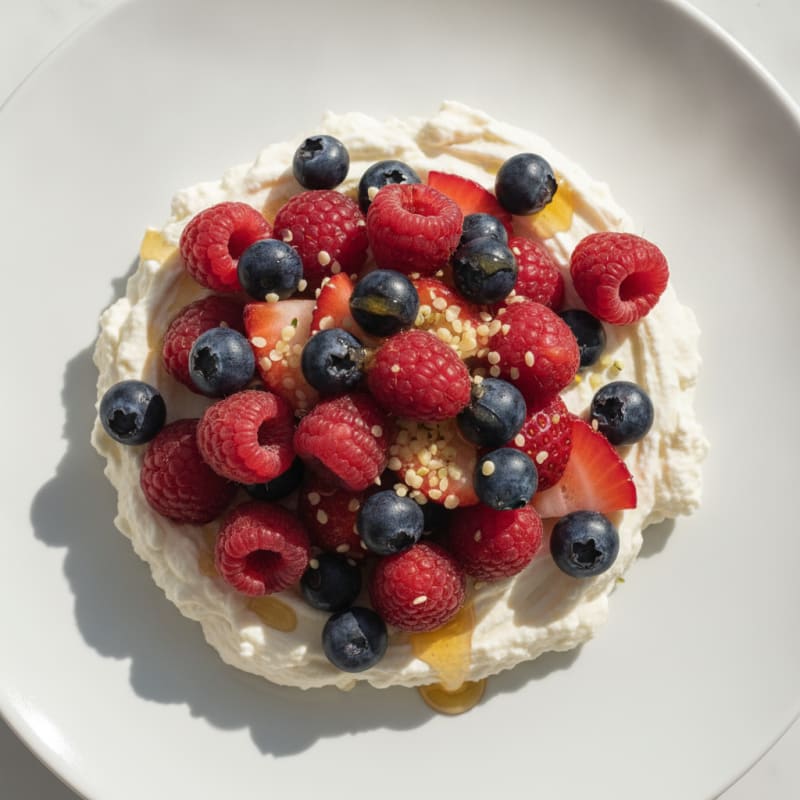 Greek Yogurt Protein Mousse with Mixed Berries