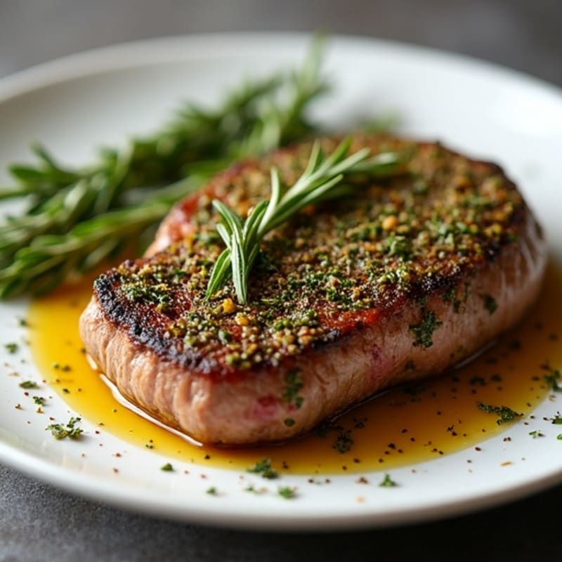 Garlic-Herb Crusted Pan Seared Steak