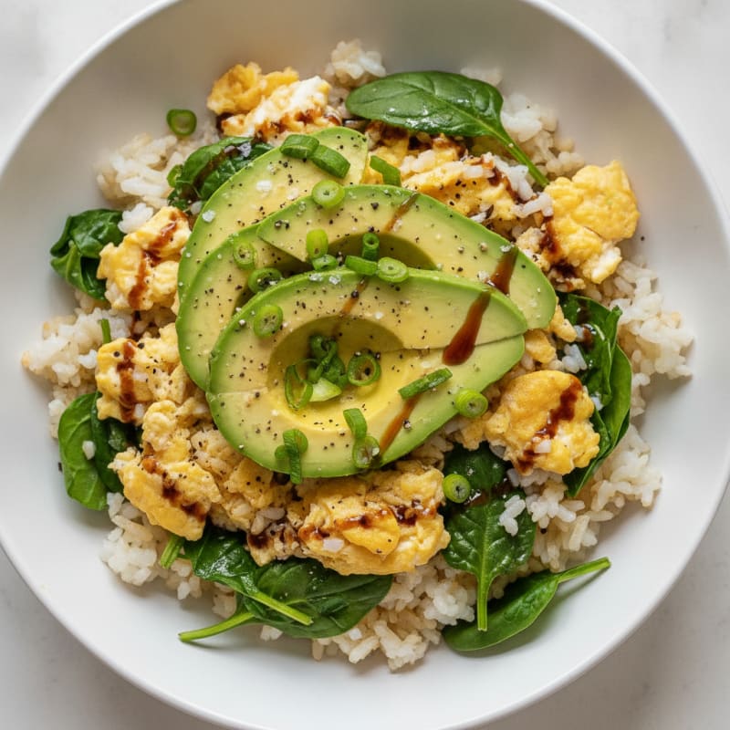 Avocado and Egg Rice Bowl