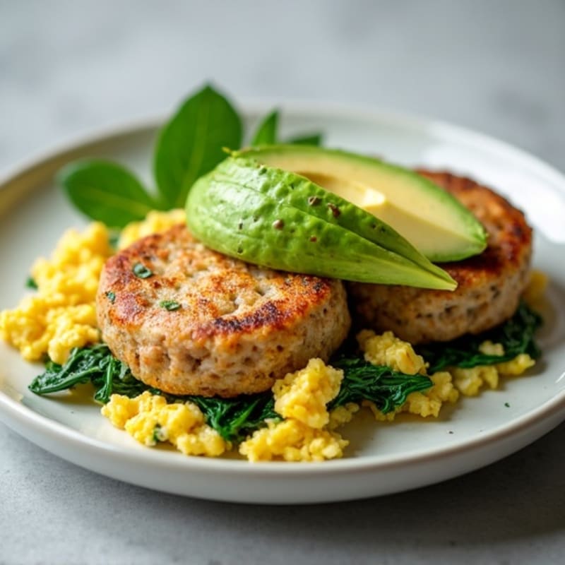 Egg White Scramble with Turkey Sausage and Spinach