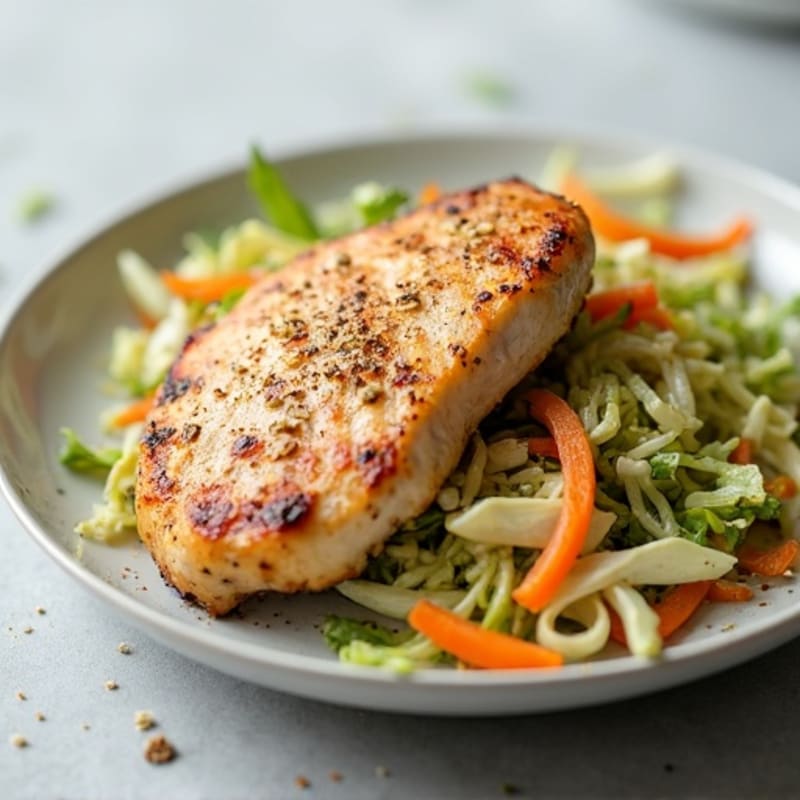 Grilled Chicken Breast with Crunchy Cabbage Slaw