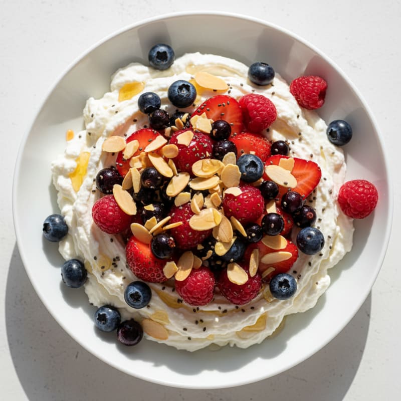 Greek Yogurt Protein Pudding with Mixed Berries