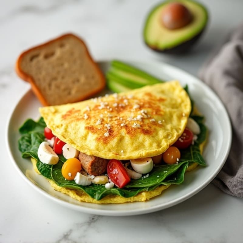 Egg White Spinach Omelette with Turkey Sausage