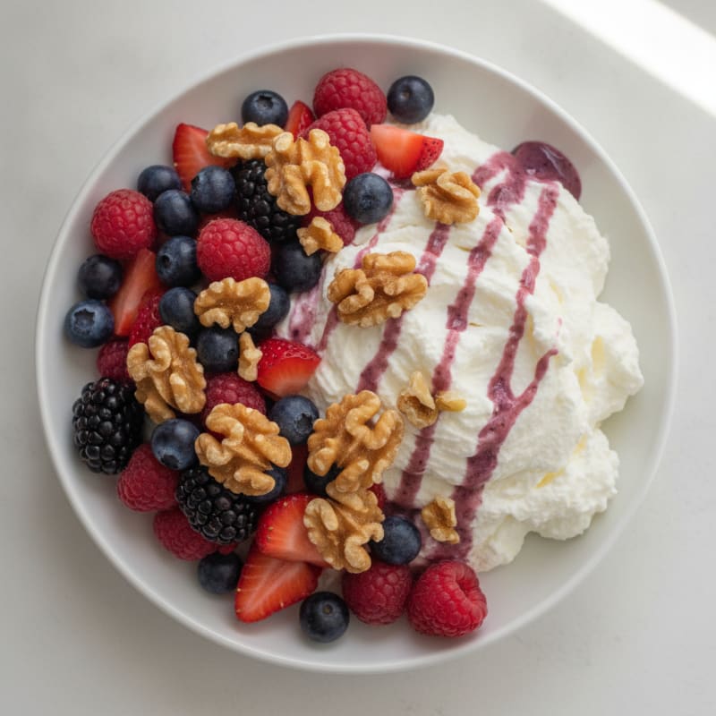 Greek Yogurt Protein Mousse with Mixed Berries