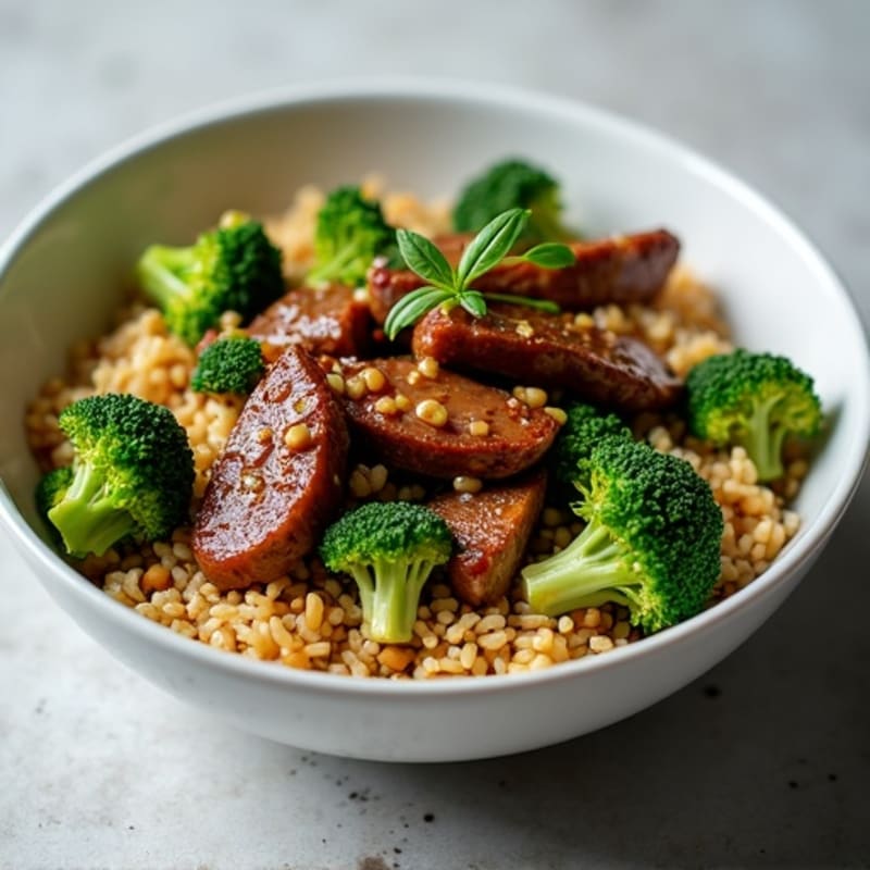 Stir-Fried Beef and Crisp Broccoli Rice Bowl