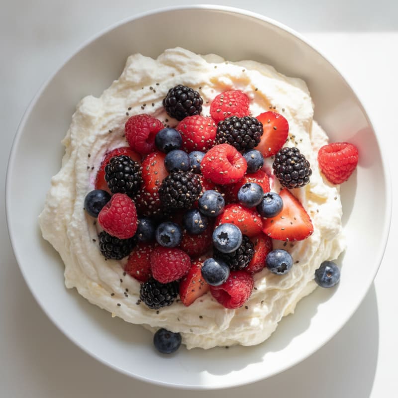 Greek Yogurt Protein Mousse with Mixed Berries