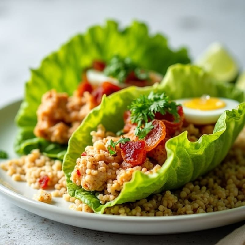 Chicken Taco Lettuce Wraps with Cilantro-Lime Rice