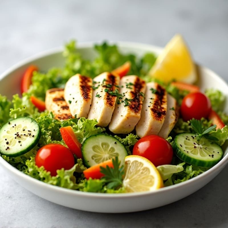 Lemon-Herb Grilled Chicken Fresh Salad with Crunchy Vegetables