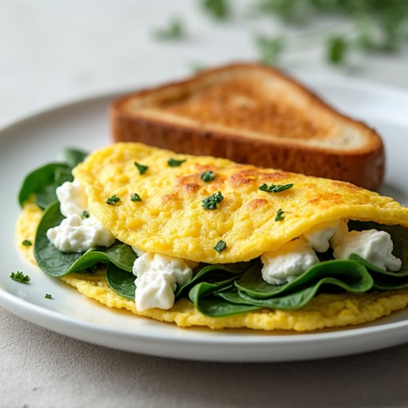 Egg White Spinach Omelette with Cottage Cheese