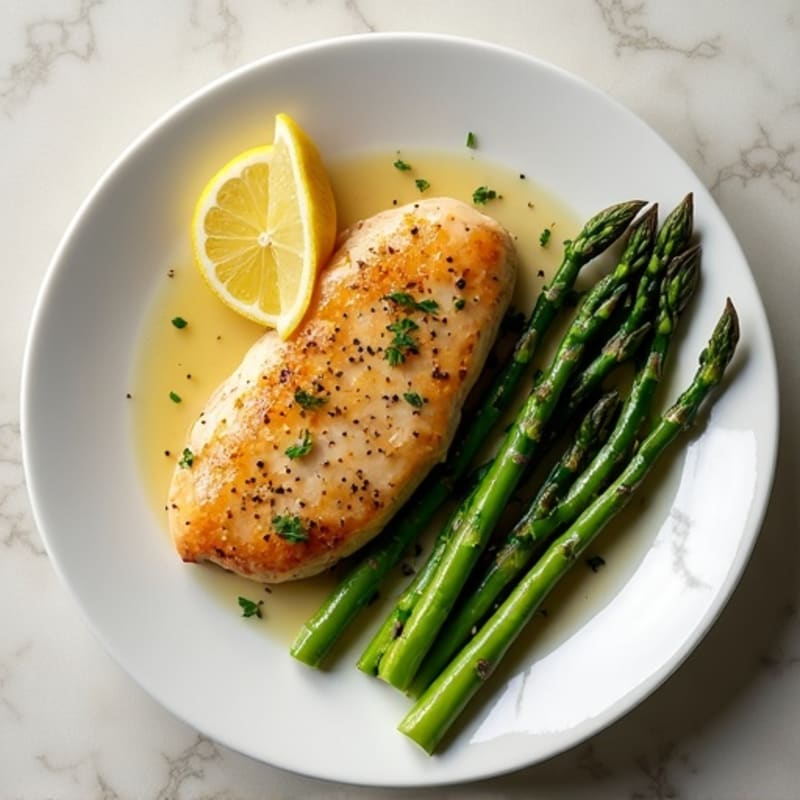 Lemon-Garlic Pan-Seared Chicken with Tender Asparagus