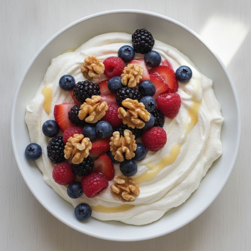 Silky Greek Yogurt Protein Mousse with Mixed Berries