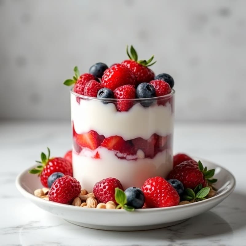 Greek Yogurt Protein Parfait with Almonds and Berries