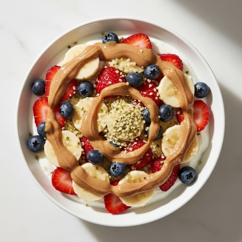 Creamy Greek Yogurt Bowl with Mixed Berries and Almond Butter