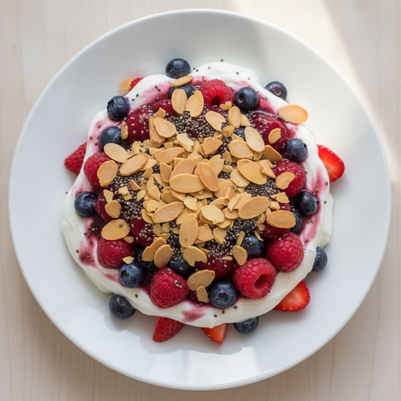Greek Yogurt Protein Parfait with Mixed Berries