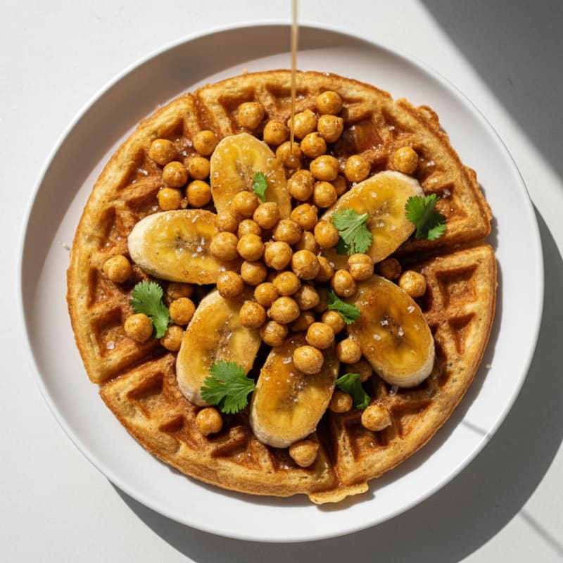 Bananas with Saltine Waffles and Chickpeas