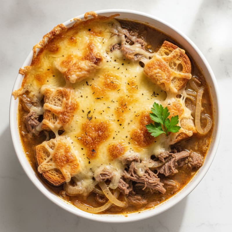 Protein-Packed Caramelized Onion and Gruyere Soup