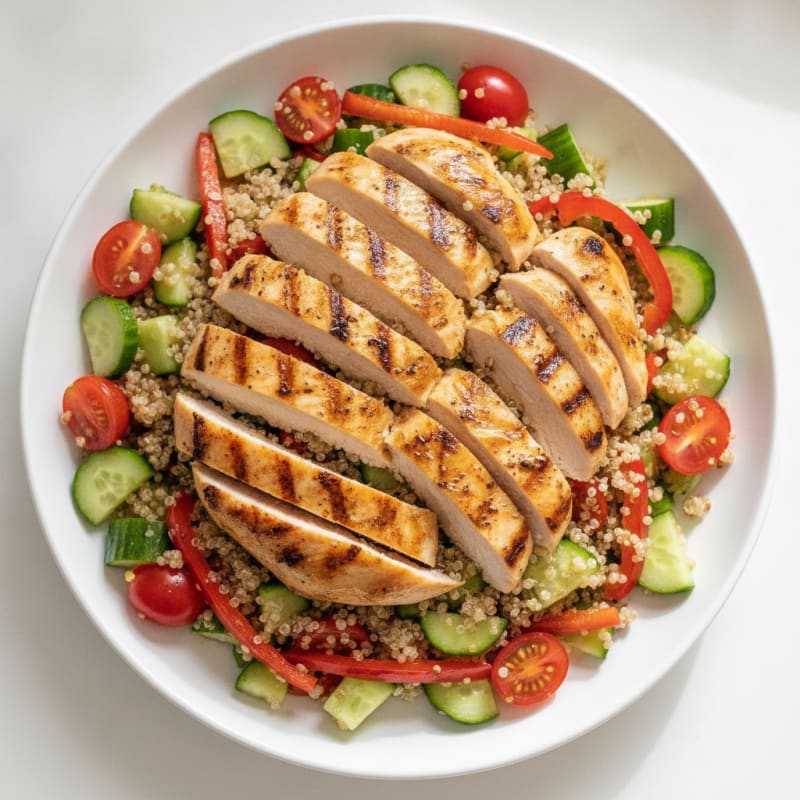 Grilled Chicken and Quinoa Salad with Fresh Vegetables