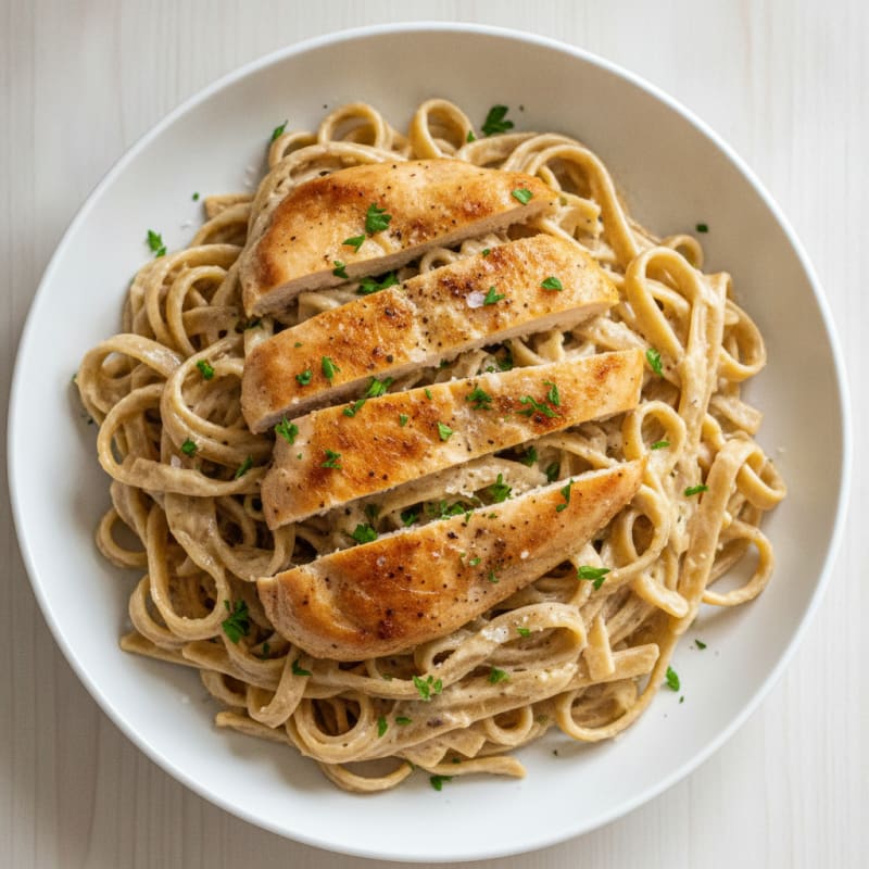 Garlic Parmesan Chicken Alfredo Fettuccine